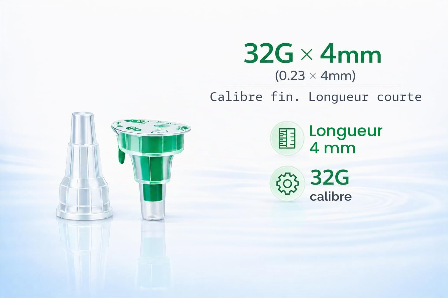 Lot de 100 embouts stériles jetables 32 g (0,23 x 4 mm) - Emballage individuel - Compatibles universellement - Pour laboratoire, industrie et cosmétiques
