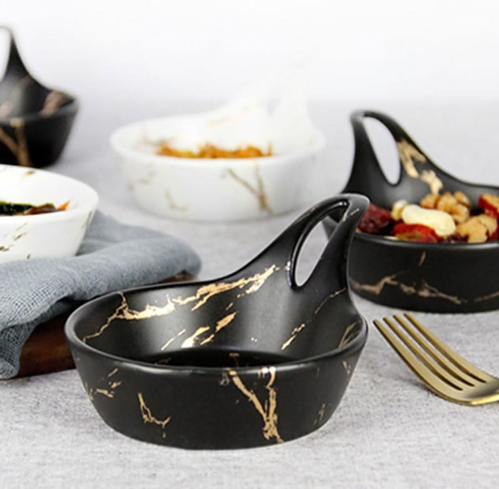 Ceramic Plate Small Round Black Dessert Salad Fruit Snack Bowl