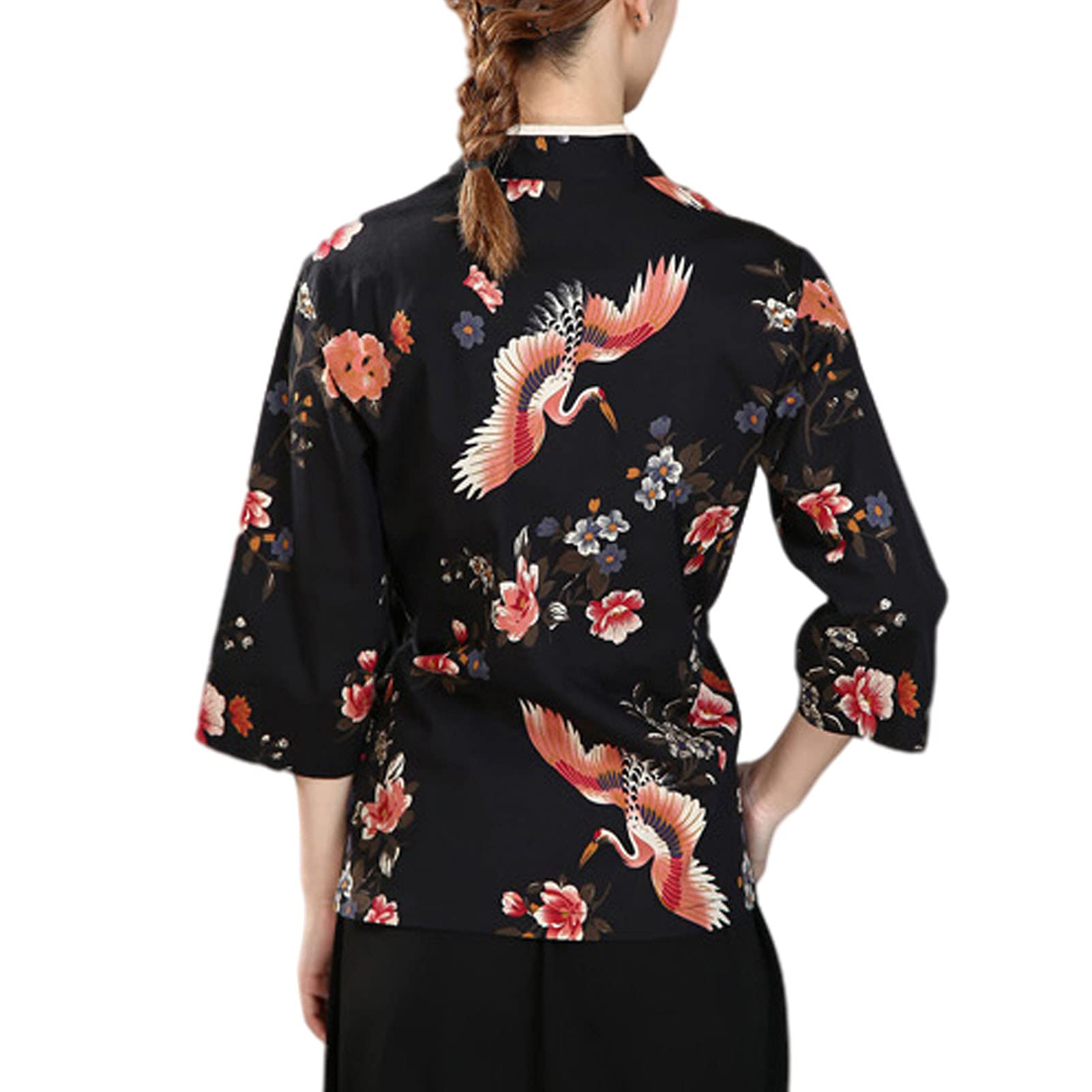 Unisex Giacca da Cuoco in Stile Giapponese Traspirante Uniforme da Lavoro Ristorante Resistente all'usura Divise da Cuoco