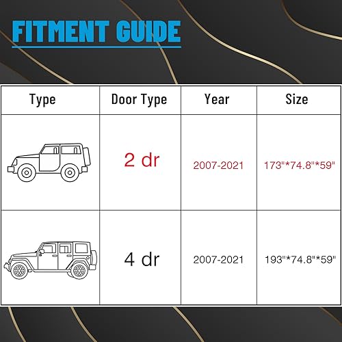 Miniatura 2 de Funda impermeable para Jeep Wrangler de 4 puertas, protección para todo tipo de clima, cubierta de lluvia, polvo, viento, nieve, granizo, para Jeep