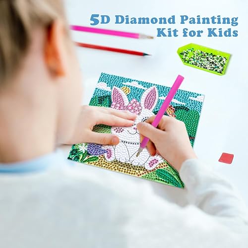 Miniatura 10 de Labeol Kit de arte de diamante 5D de 6 piezas para niños, kit de pintura de cristal, fácil pintura, juego de manualidades para el hogar 5D taladro