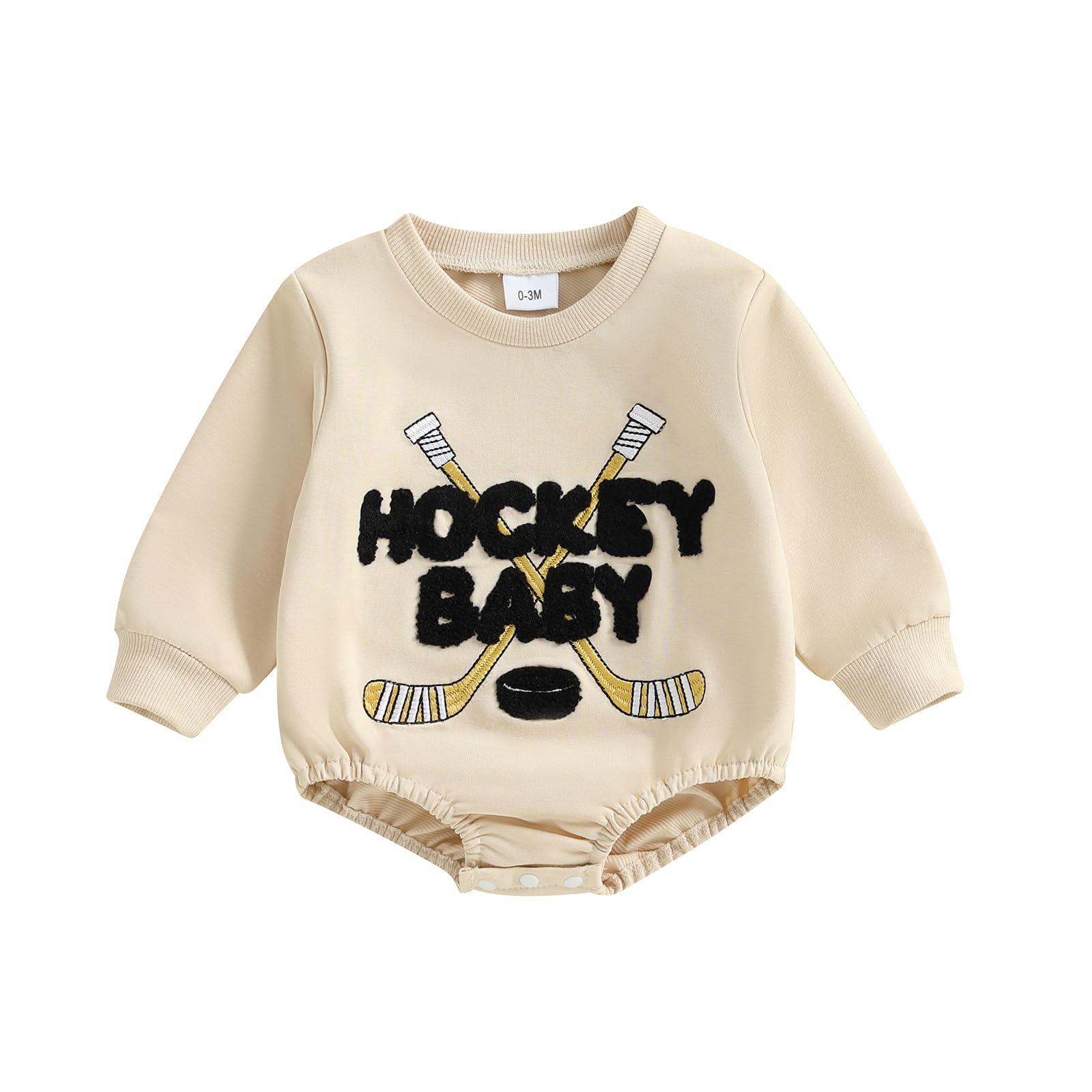 Baby Boy Hockey Outfit Romper Ice Hockey Stick Embroidery Long Sleeve Sweatshirt Hockey Baby Bodysuit 0-18M Fall