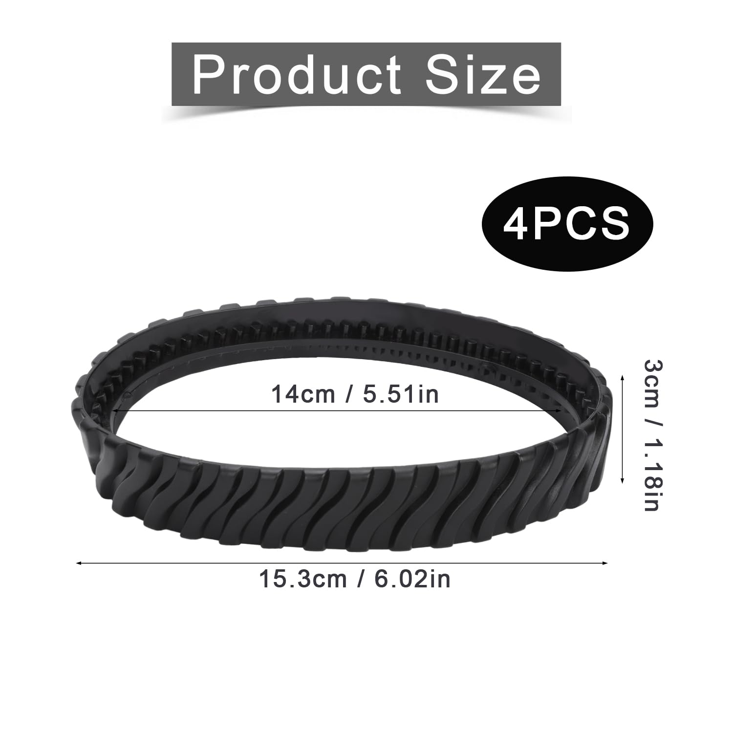 Gosknor Lot de 4 Chenilles Rechange pour Nettoyeur Piscine de Zodiac MX6 MX8 Elite, R0526100 Courroies en Caoutchouc Robustes pour Pneus Piscine
