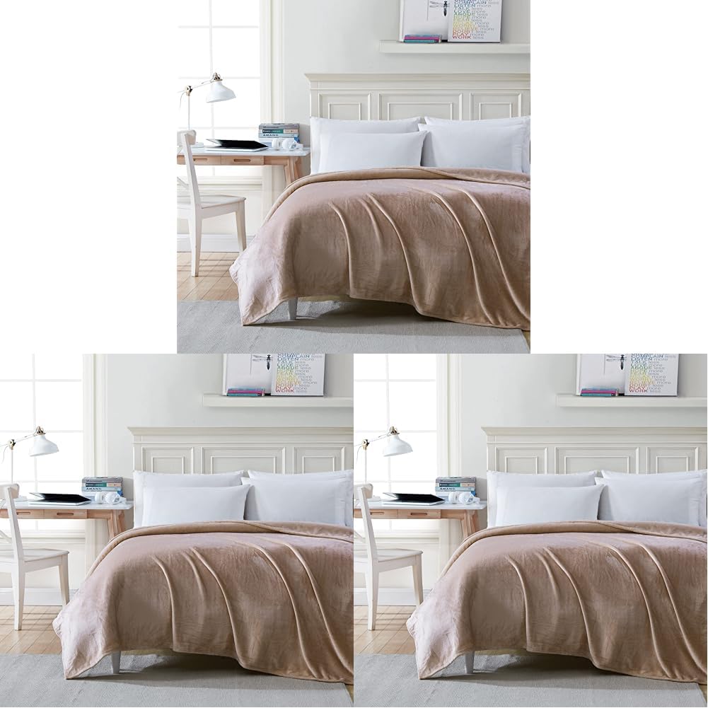 Poppy & Fritz- Twin Blanket, Ultra Soft & Cozy Plush Home Décor, All Season Bedding Kids and Teens (Solid Pink, Twin) (Pack of 3)