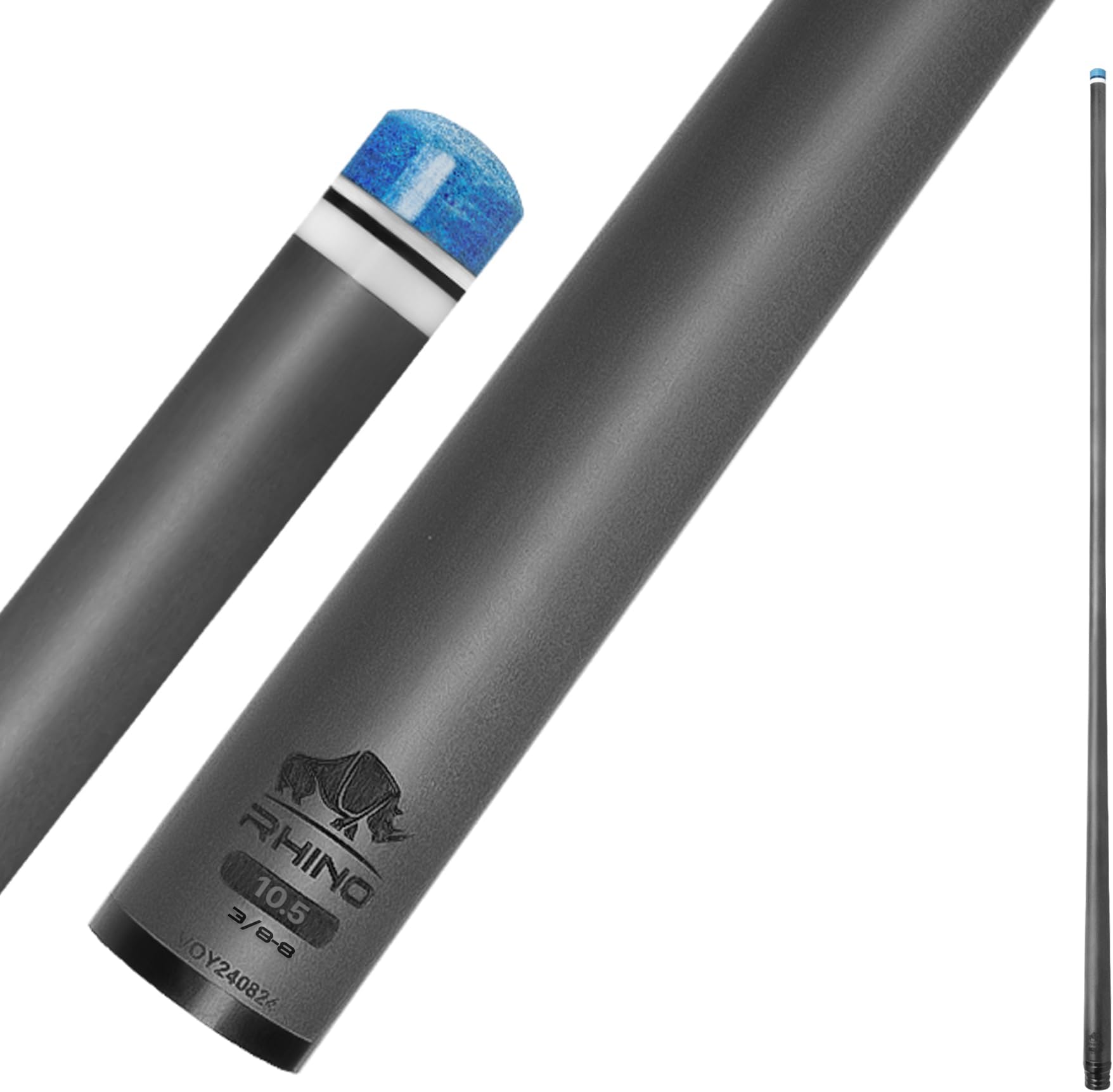 - RHINO - 30" / 3/8-8 Joint Carbon Pool Cue Single Shaft, Tip 11.8mm,12.2mm,12.4mm,12.5mm,12.6mm,12.7mm,12.8mm,12.9mm,10.5mm Low Deflection, Ultra-Smooth, Easy to Play, Pro Taper