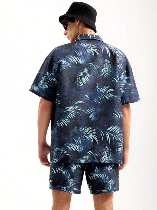 Image of GRECIILOOKS Men's Co Ord Set |Printed Shirt and Shorts Set for Men |Summer Loungewear, Beachwear & Night Suit for Daily Comfort | Nightwear Set for Mens