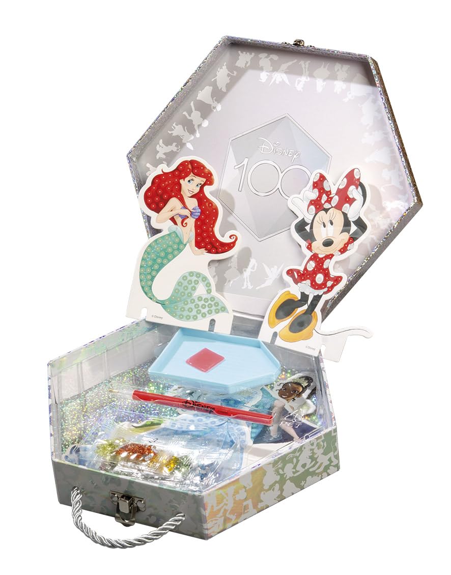 Totum Disney 100-lecie diamentowe figurki do malowania w pięknym pudełku prezentowym – 6 postaci Disneya do dekoracji ponad 850 diamentami w brokatowym etui rzemieślniczym, prezent dla dzieci