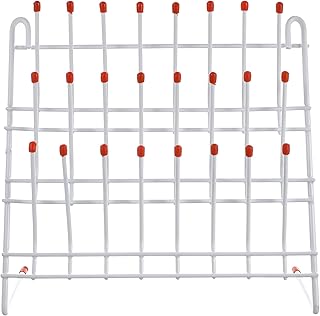 Alipis Escurridor de Tubos de Ensayo de Metal, 24 Orificios, Color Blanco, 29,8 X 29,8 X 11,4 Cm