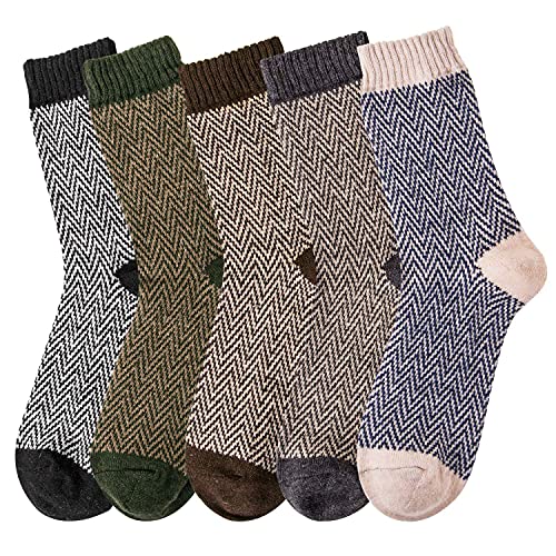 Womens Thick Knit Warm Casual Wool Crew Winter Socks, One Size, Mixed Colors (5 Pack) #TOP2
