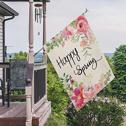 Avoin Colorlife Happy Spring Peony Flower House Flag Double Sided, Seasonal Spring Yard Outdoor Flag 28 X 40 Inch #TOP3