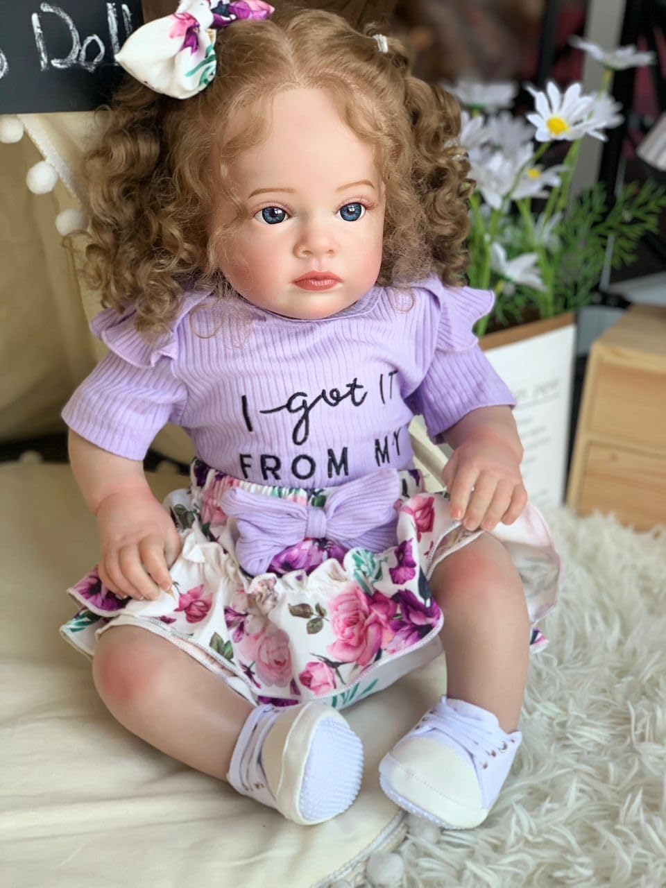 Nano Classic 22 inch 55 Cm Reborn Baby Doll Silicone Newborn real like Baby Doll Girl Toy Gift Dolls Cute (Purple Cute)