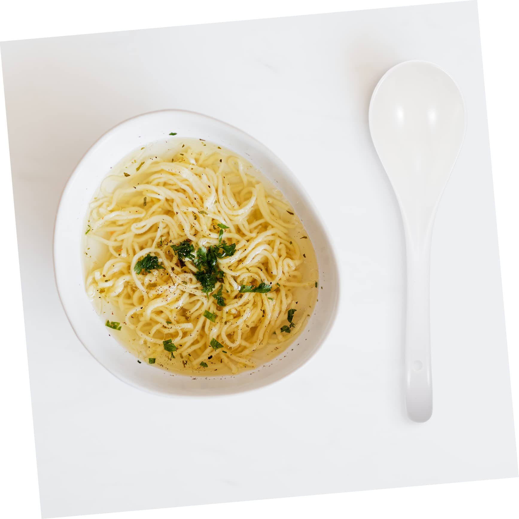 Lot de 6 Cuillères à Soupe en Céramique Blanche Robustes et Élégantes, Résistantes aux Éclats, Cuisine Service à Table