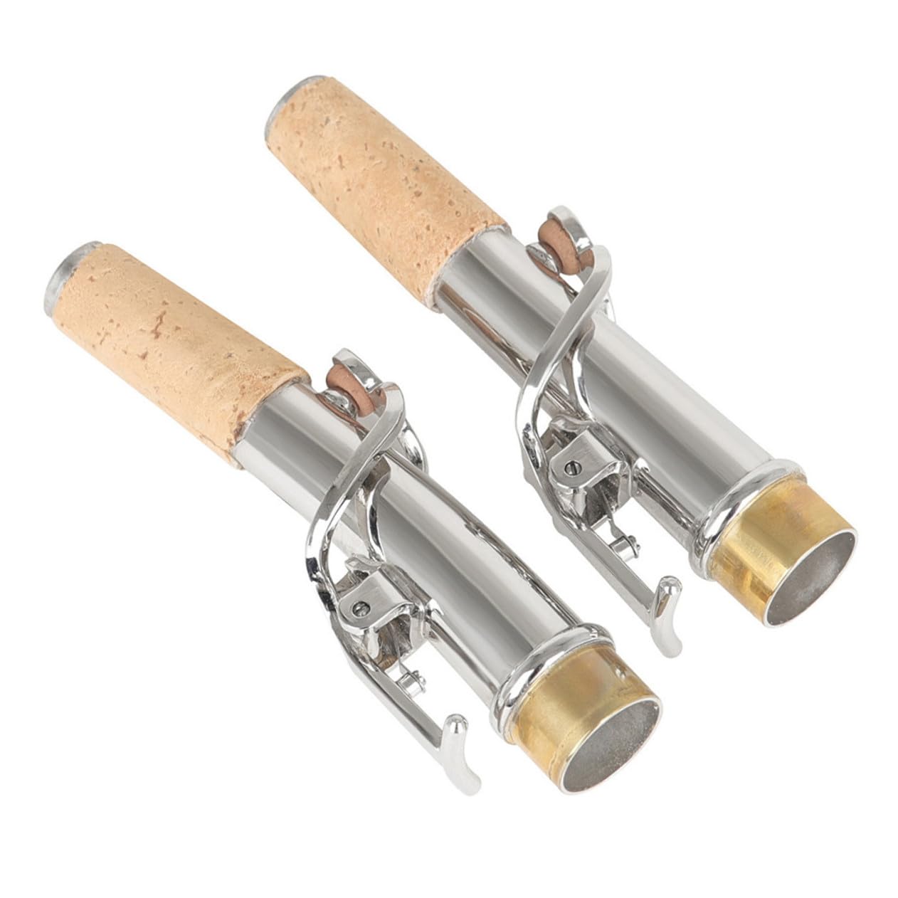 Lot de 2 Cols de Saxophone Soprano, Cuivre et Liège, Argenté