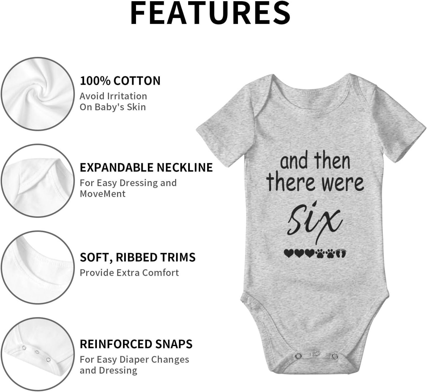 And Then There Were Six Boys Bodysuit Cotton Onsie Outfits Clothing Baby Bodysuit Gift for Girl/Boy