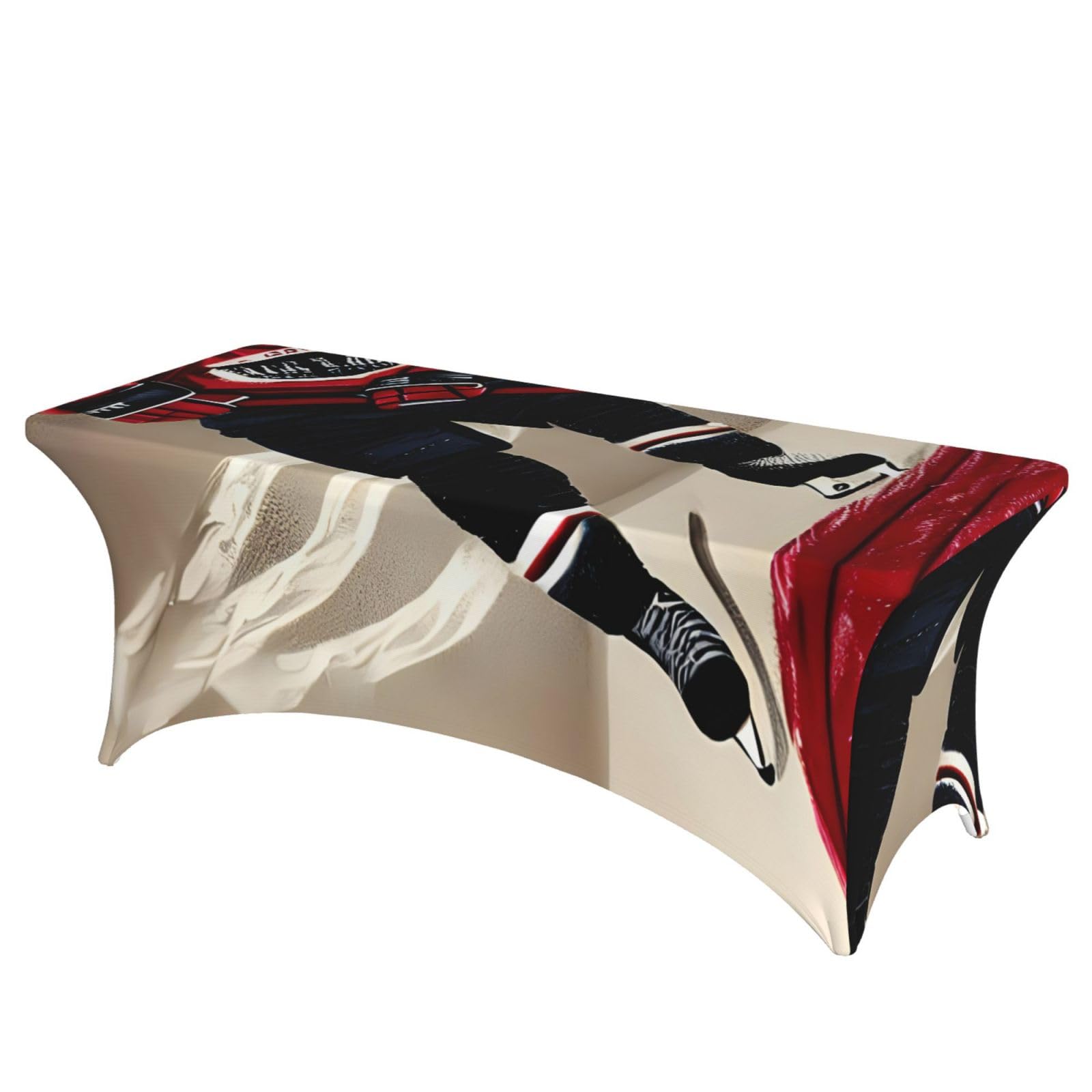 NImongt Hockey Sports Print Elastic Rectangular Tablecloth Holidays Family Banquet Wedding Party Table Cover
