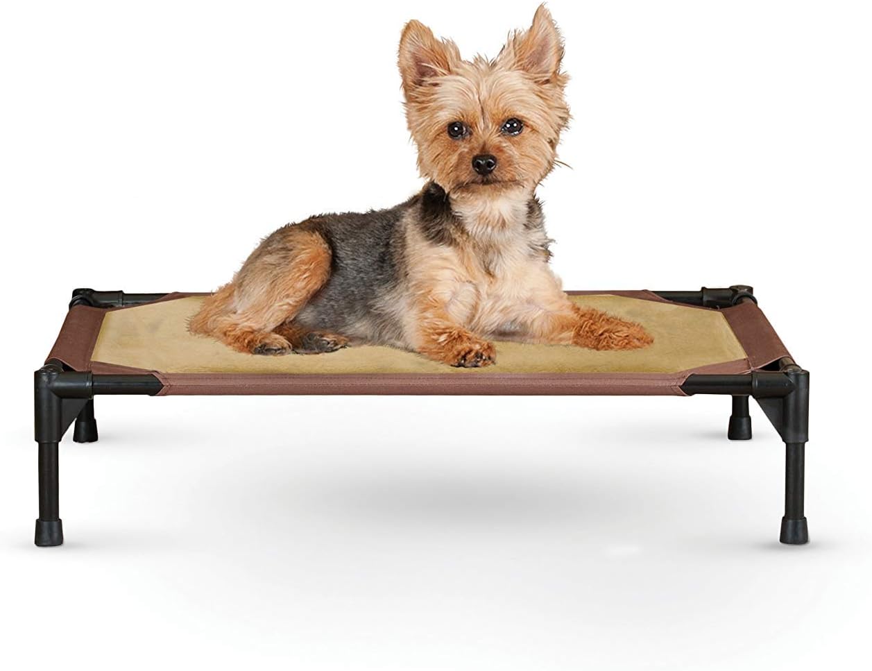 K&H PET PRODUCTS Comfy Pet Cot Elevated Pet Bed Cot - Chocolate/Tan, Small 17 X 22 X 7 Inches