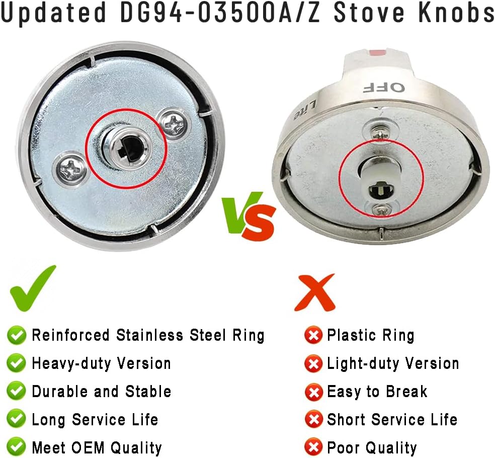 Updated DG94-03500A/Z Replacement Knobs for Samsung Electric Stove, Oven Knobs for Samsung Range NE63T8311SS/AA NE63T8111SS/AA NE63T8751SS/AA,etc.-Improved Heat&Wear Resistance!(Not Universal),4 Pack