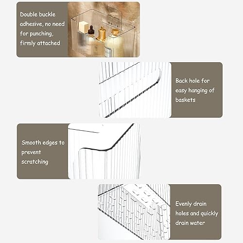 Miniatura 4 de Estantes de almacenamiento de acrílico para montar en la pared, 2 cajas de almacenamiento para ducha, caja de maquillaje de plástico transparente,