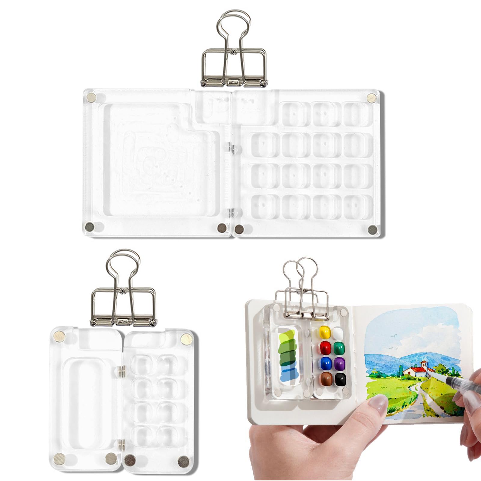 Amazon.co.jp: harukita 絵の具パレット ミニ水彩スケッチブック 水彩