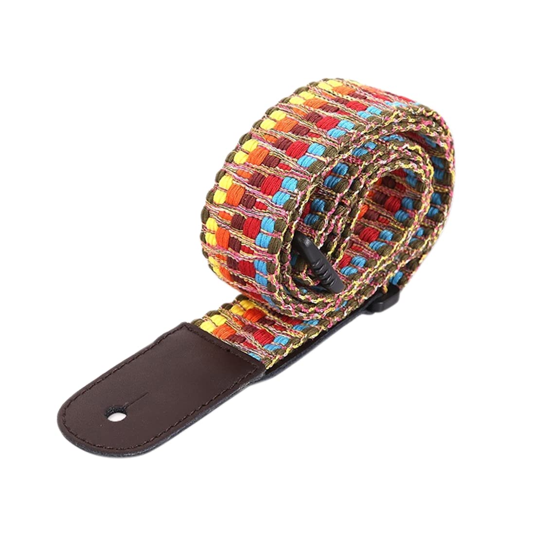 Ukulele Regenbogen Gurt Baumwolle Verstellbarer Gitarrengurt mit Leder