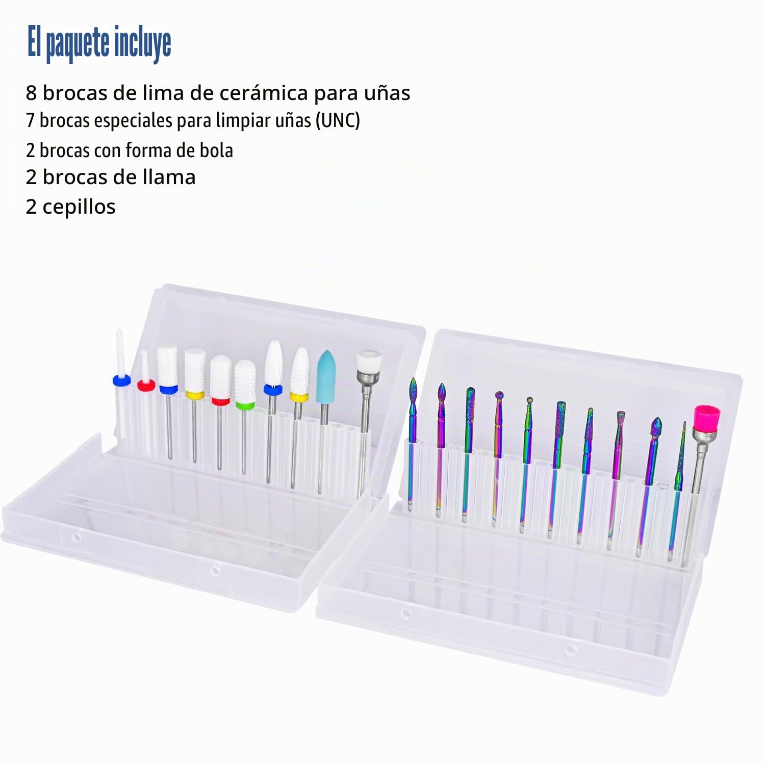 Juego de 21 brocas para uñas, 3/32'' lima de uñas eléctrica de diamante kit puntas de uñas de gel acrílico de cerámica, herramientas de arte de uñas acrílicas, brocas de carburo para quitar cutículas