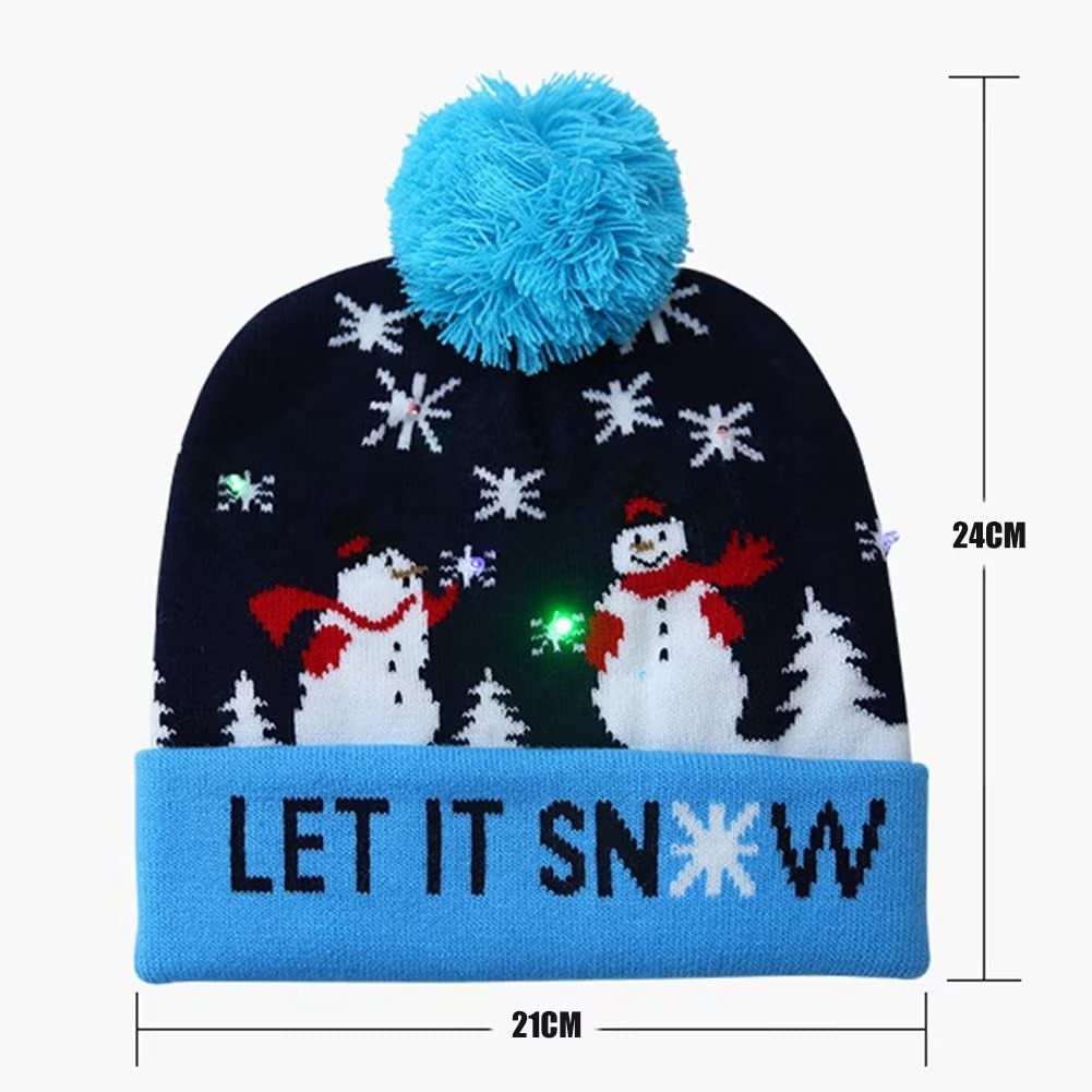 Cappello Natalizio LED,Invernale Cappello Beanie,Caldo per Uomo Donna Feste di Natale Festival,6 PCS