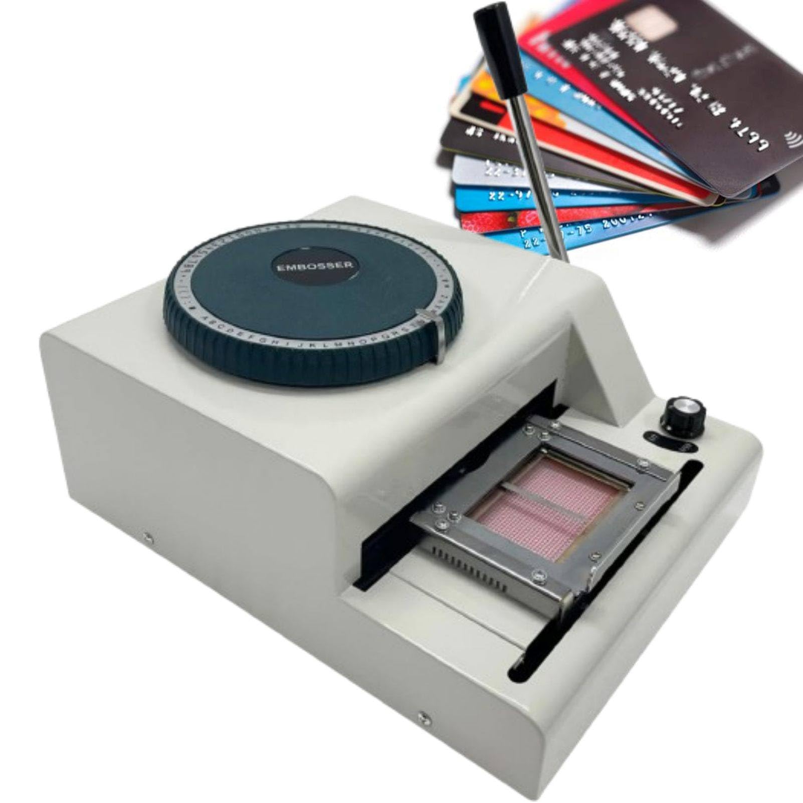 MhWrughts Manual Card Embosser Machine, PVC Credit Card Stamping Tool with ISO Character Wheel, Raised Letter Printer for VIP Cards, Loyalty and ID Cards