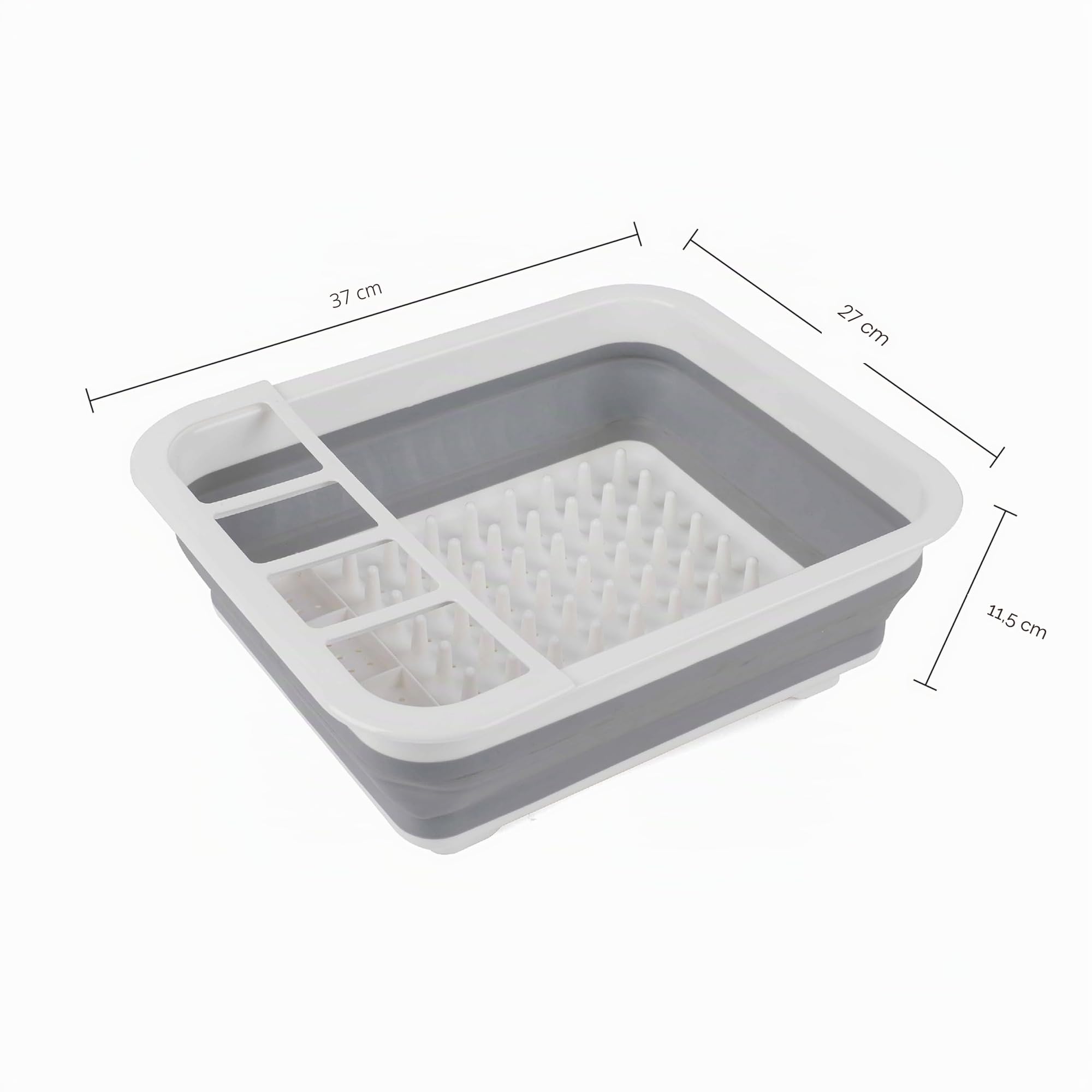 Beldray LA031051 Escurreplatos plegable - con separador de cubiertos, perfecto para propietarios de viviendas o acampadas, resistente a roturas, Fácil de ocultar, gris