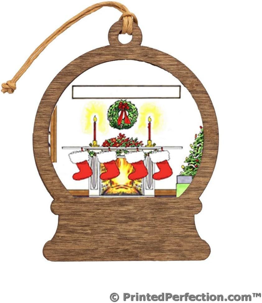 PrintedPerfection.com Personalized Christmas Stocking - 4 Wooden Snow Globe Shaped Christmas Ornament