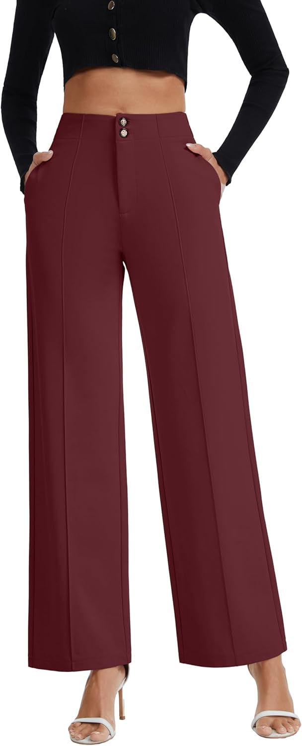 Womens Dress Pants Stretchy Business Casual Work Pants Straight Slacks for Office