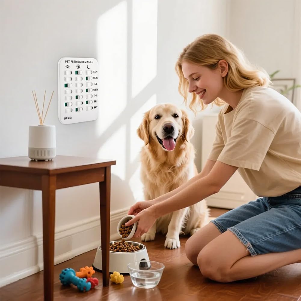 Magnetic Dog Feeding Reminder - AM/PM/Evening Pet Feed Tracker
