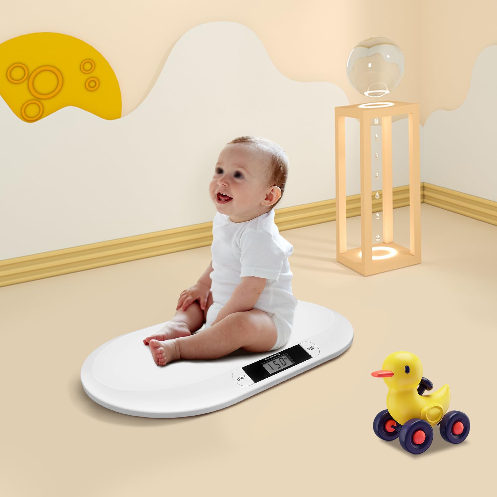 Bilancia digitale per neonati, con piedini in gomma, display LCD e tara, indicatore di sovraccarico per neonati, conigli, gatti, cani, ecc.