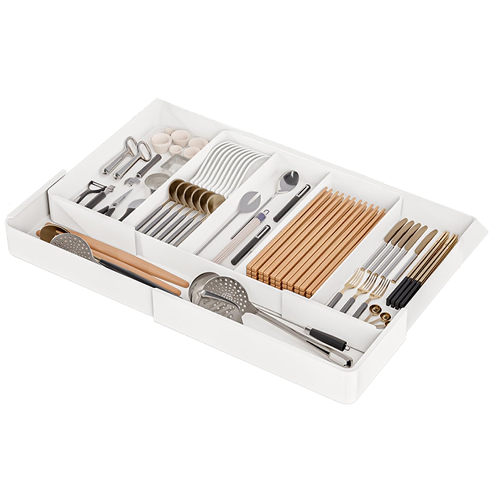 Kalttoy Expandable Kitchen Drawer Tray Scalable Cutlery Holder Storage Case for Efficient Kitchen Drawer Management Expandable Utensils Holder