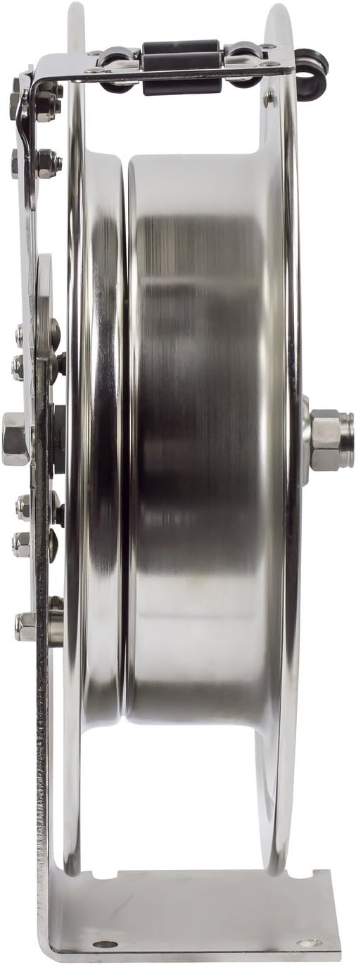 Coxreels P-LPL-350-SS Stainless Steel Spring Rewind Hose Reel: 3/8" I.D., 35' Hose Capacity, Less Hose, 300 PSI