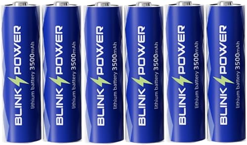 Blinkspower Baterías de litio AA, paquete de 4 baterías de litio de 3500 mAh NO.1 duraderas de 1.5 V doble A (no recargable
