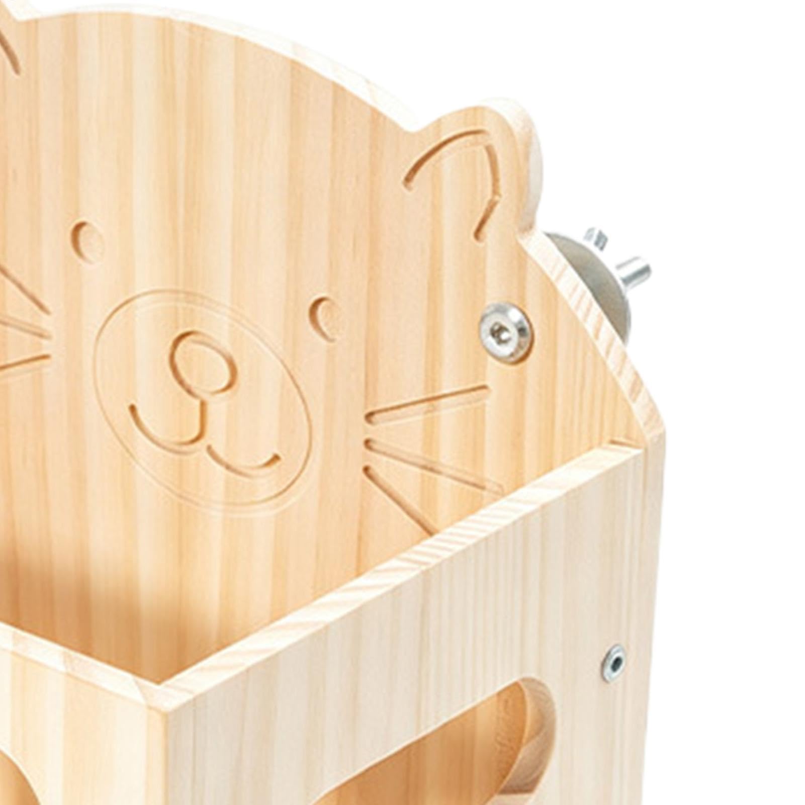 Râtelier à Foin Grande capacité Mignon décor Cage en Bois | porte-foin pour hamster en forme de chat Pour Chinchilla Et Hérisson Intérieur Extérieur