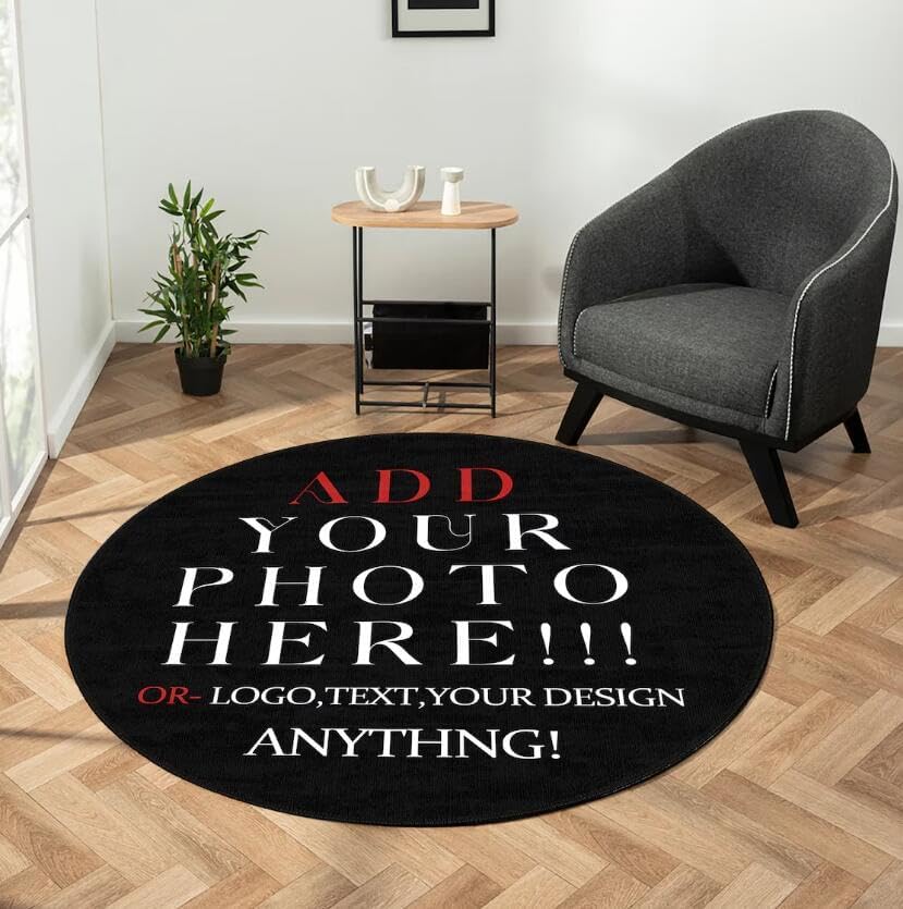 Text On Rug Amazon.com: AIPrint Personalized Round Rug with Logo, Photo, & Text ...