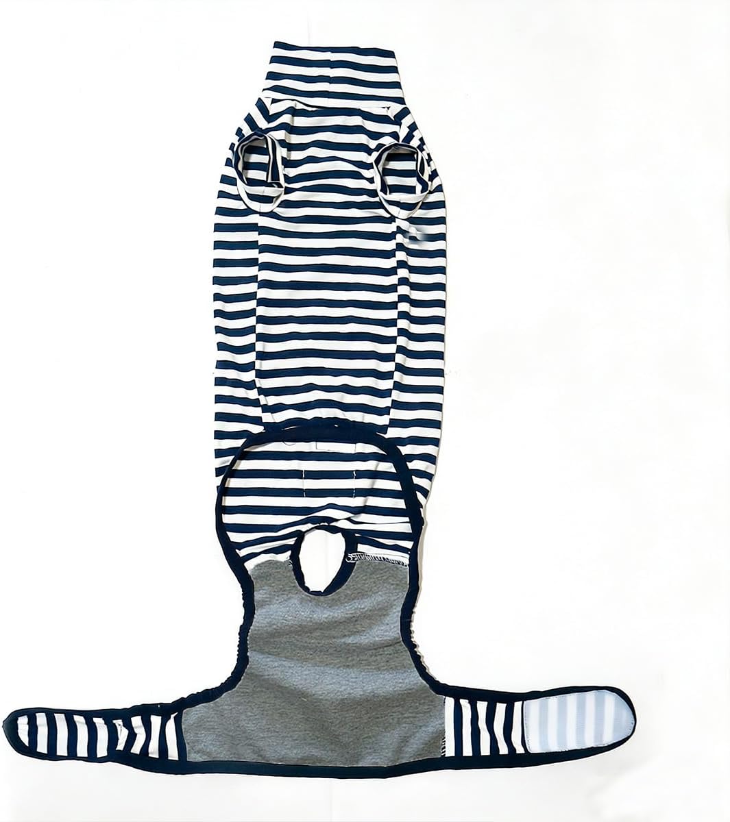 Striped Dachshund Surgery Recovery Suit, Professional Doxie Cotton Spay Neuter Recovery Onesie, Mini Wiener Anti-Licking Post-Op Bodysuit (48 (Back:18–19" /45–48 cm;Chest:24–26" /60–66 cm))