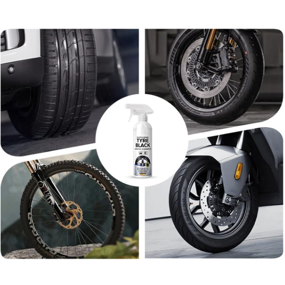 Plastics & Rubber Tyre Shine & Protector Spray, Tire Coating Liquid – Hydrophobic Tyre Dressing, Rubber Shine Spray, Long Lasting Protection for All Wheel and Tires Types (1pcs)