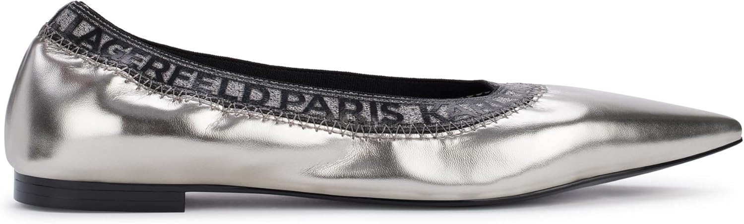 Karl Lagerfeld Women's Vinette Pointed Toe Ballet Flat with Logo