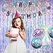 Iridescent Party Streamers Backdrop - GREATRIL Neon Transparent Holographic Tinsel Foil Fringe Curtain for Mermaid/Frozen/Sea/Euphoria/ERAS Party Theme Decorations 3.2ft x 6.5ft 2 PCS