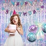 Iridescent Party Streamers Backdrop - GREATRIL Neon Transparent Holographic Tinsel Foil Fringe Curtain for Mermaid/Frozen/Sea/Euphoria/ERAS Party Theme Decorations 3.2ft x 6.5ft 2 PCS - Image 2