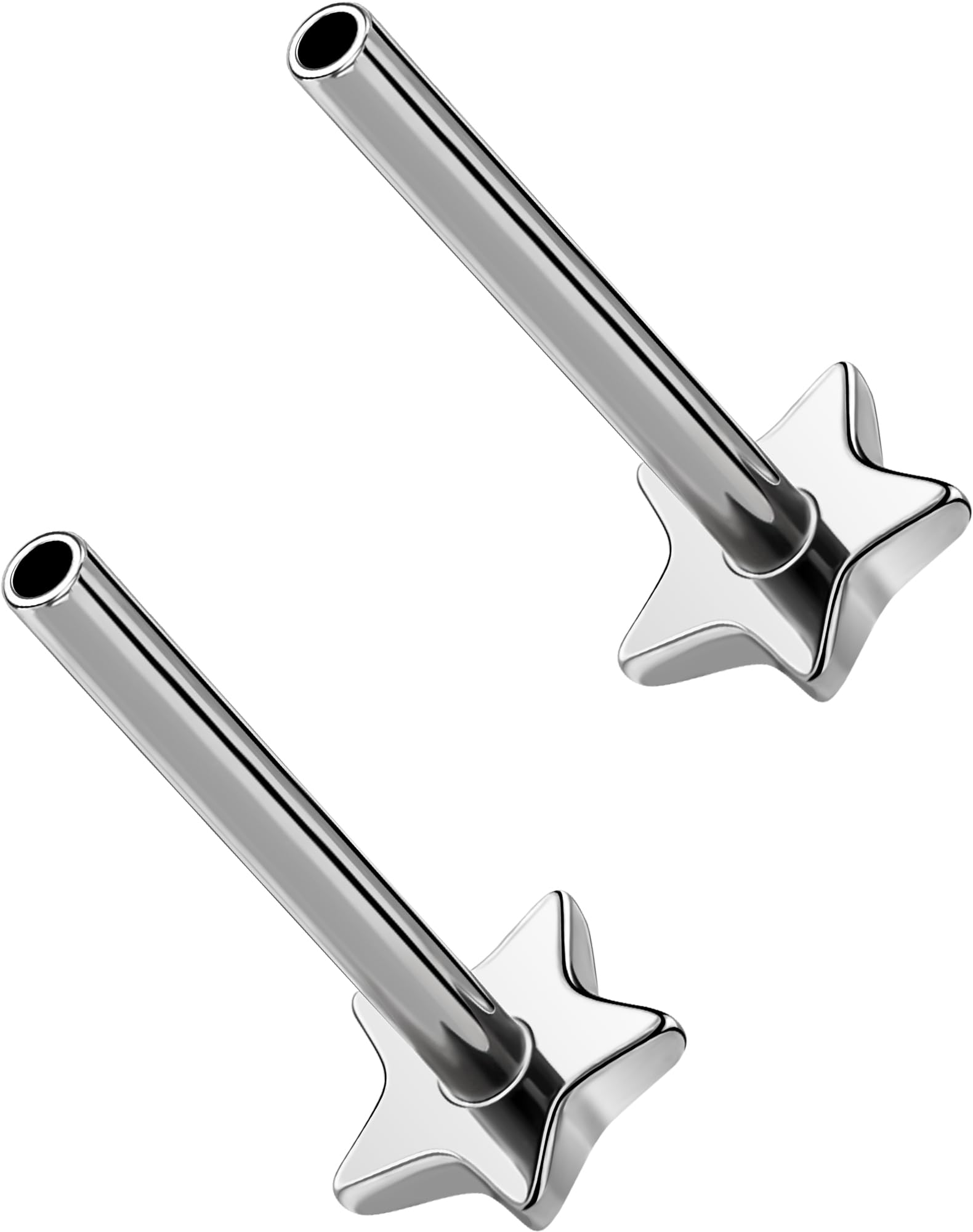G23 Titanium Flat Back Post (Post Only), Threadless Push Pin &amp; Internally Threaded, 16G/18G/20G, 4.5-14mm, Silver/Gold/Black, Round/Heart/Star/Flower Base for Nose, Helix, Tragus