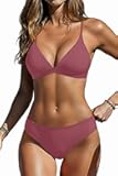 Yonique Womens Push Up Bikini Set - Two Piece Swimsuit V Neck Crisscross Back Bathing Suit 2025 Swimwear