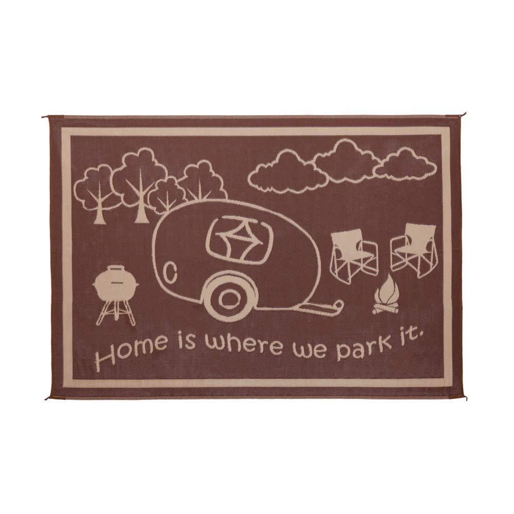 Photo 1 of Stylish Camping 8-Feet x 18-Feet Outdoor RV Home Patio Reversible Mat - Brown/Beige 8'x18' Brown/Beige