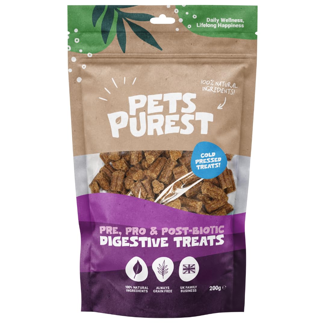 Pets Purest Digestive Pre, Post & Probiotic Chews for Dogs. Natural Dog Treats with Prebiotics for Dogs - Pumpkin, Inulin & Chicory. 200g Cold Pressed Gut Health Chews