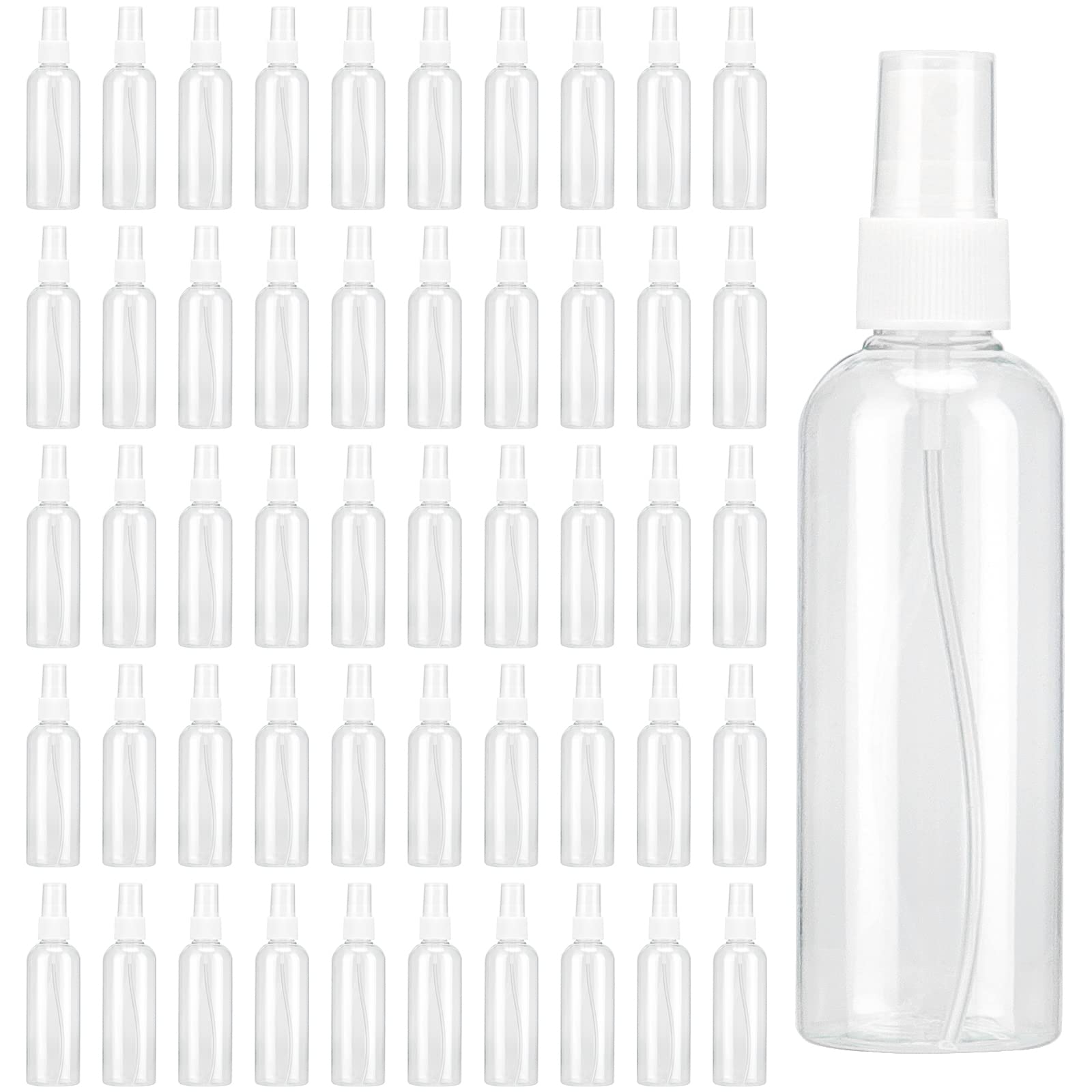 KEILEOHO 60 Pack 4oz Plastic Spray Bottles, Clear Small Fine Mist Clear Spray Bottles with Pump Spray Cap, Refillable Empty Plastic Bottles Travel