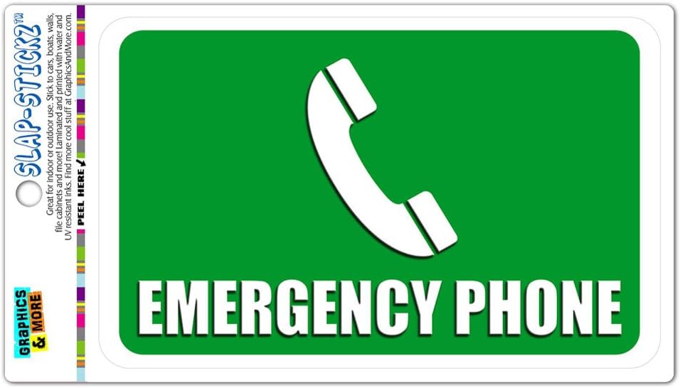Emergency Phone SLAP-STICKZ(TM) Premium Laminated Sticker Sign