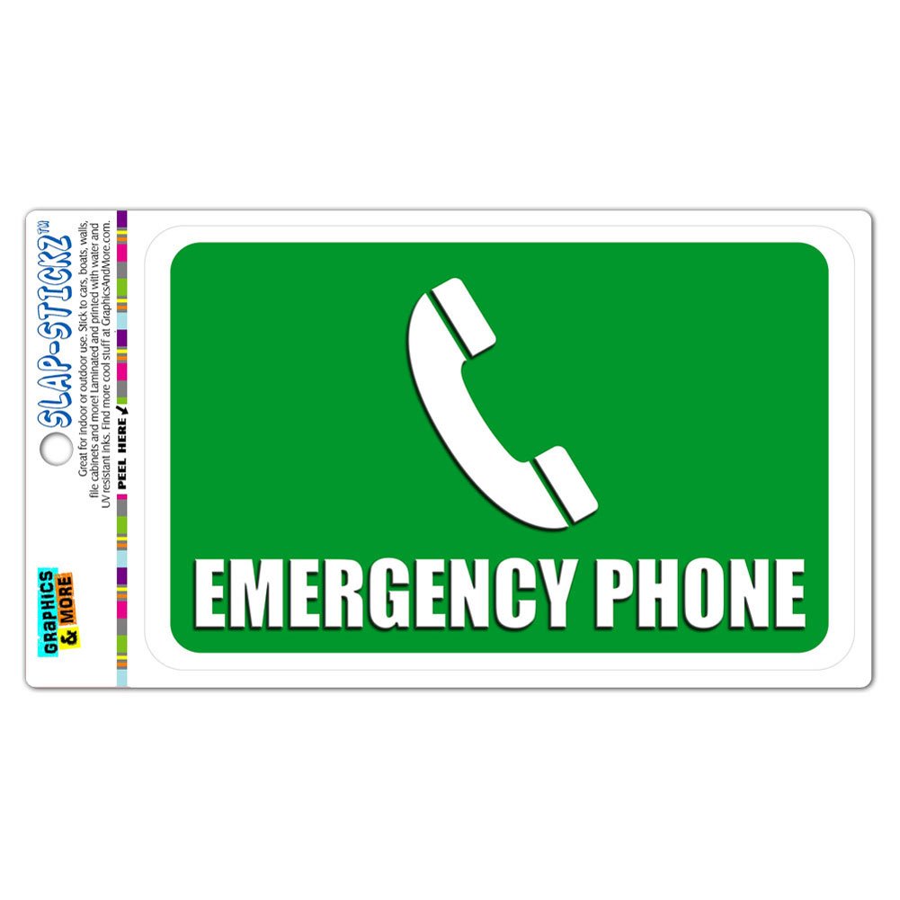 Emergency Phone SLAP-STICKZ(TM) Premium Laminated Sticker Sign