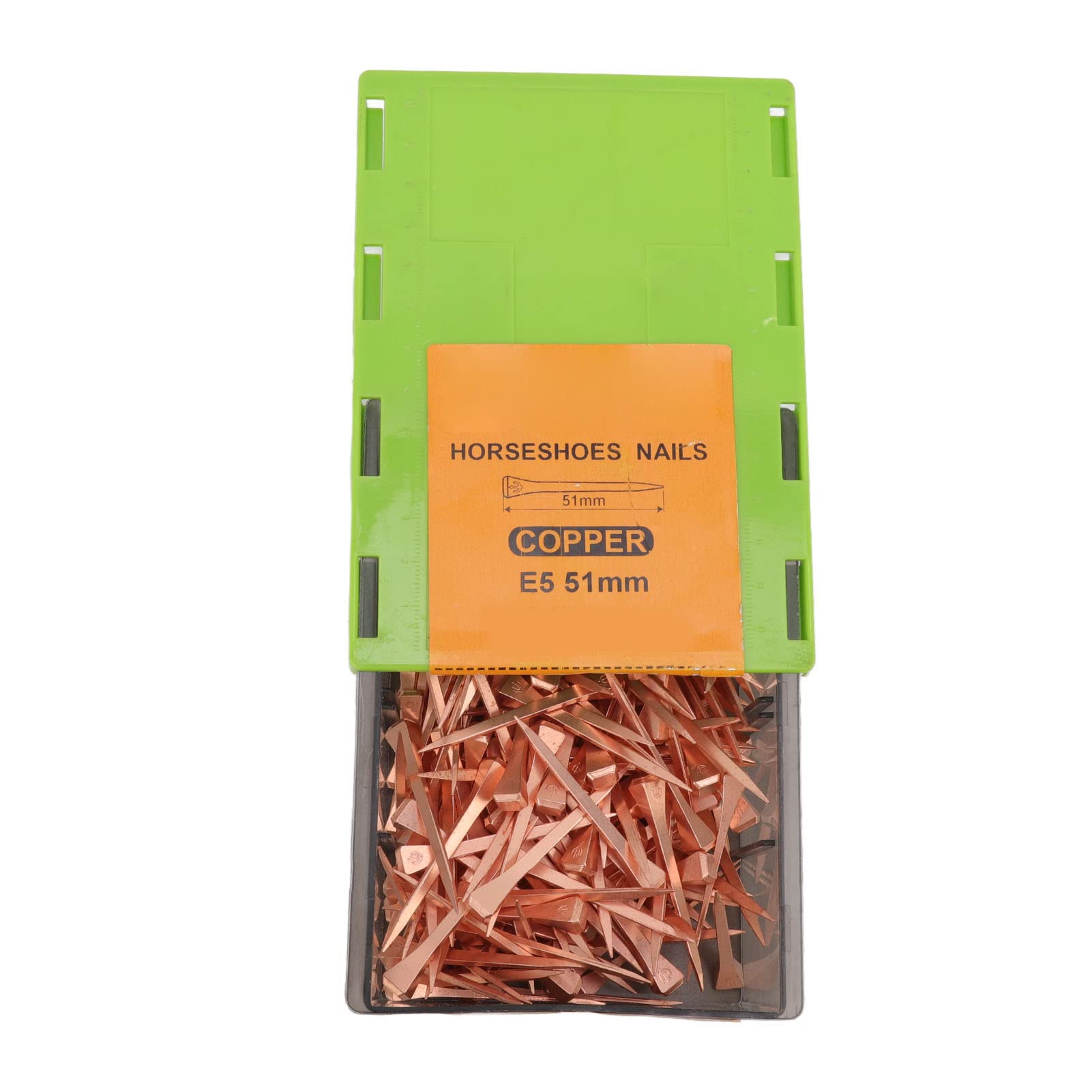 Haofy Clavos de Herradura de Acero, Uso Profesional de Herrador Chapado en Cobre, Suministros para Herradura de Alta Resistencia a la Tracción, 250 Piezas con Caja de Almacenamiento para Ganadería y